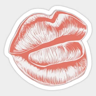 Luscious Coral Lips Art Print No. 636 Sticker